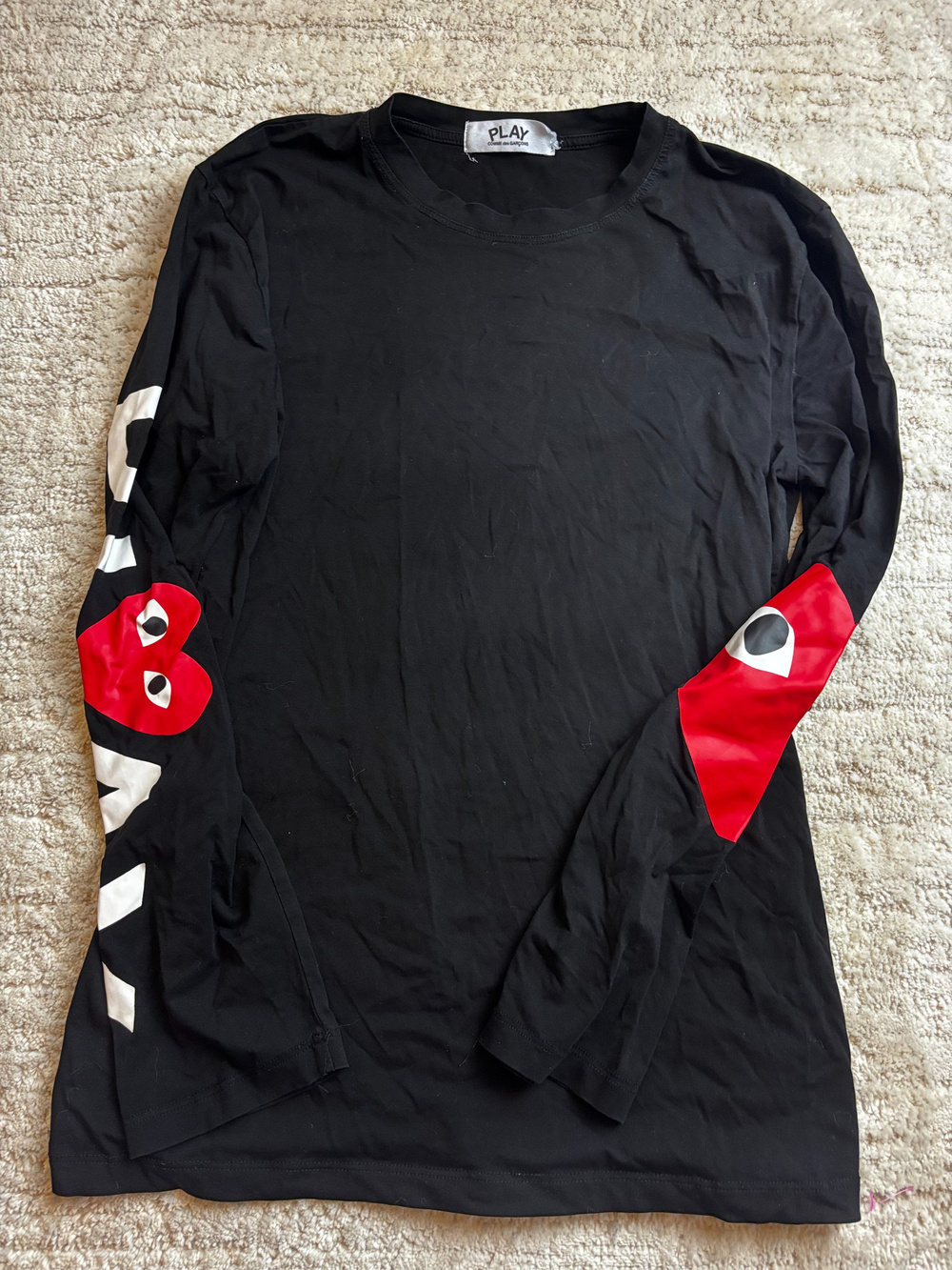 Play Comme Des Garcons Long Sleeve Graphic T Shirt Black Red White